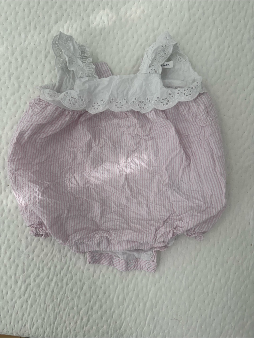 Janie and Jack Pink and White Seersucker Bubble One-Piece
